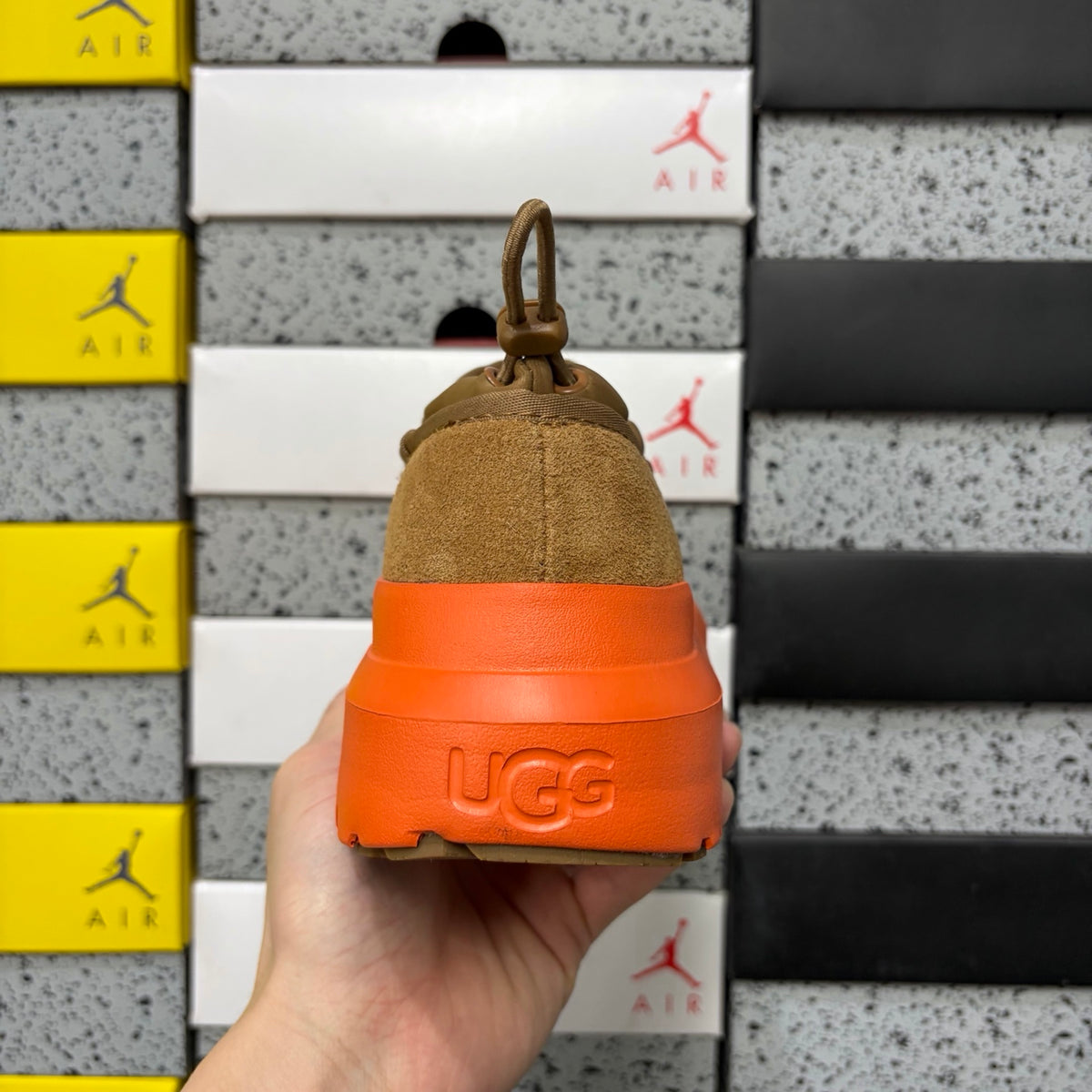 UGG Chestnut Slip-On Shoes with Bright Orange Chunky Lug Sole