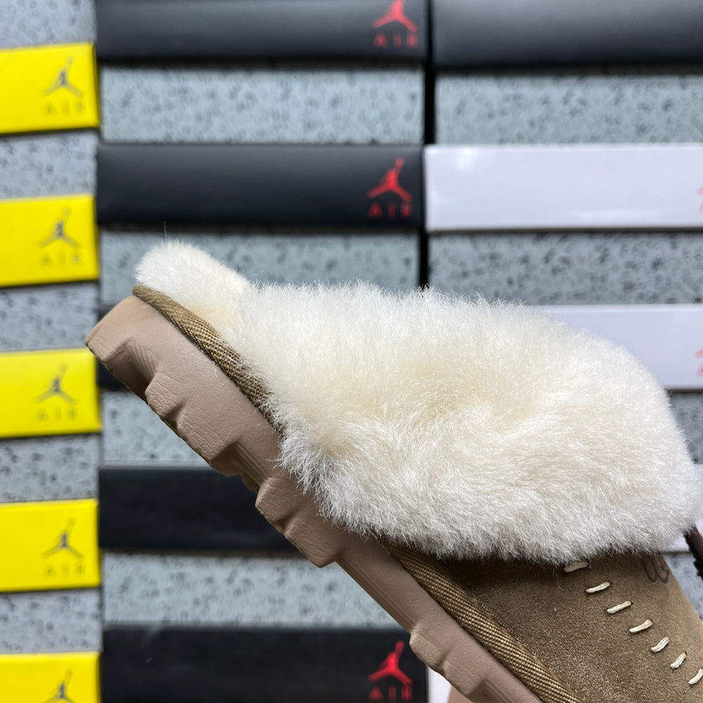 UGG Light Copper Slip-On Slippers with Cream Plush Collar