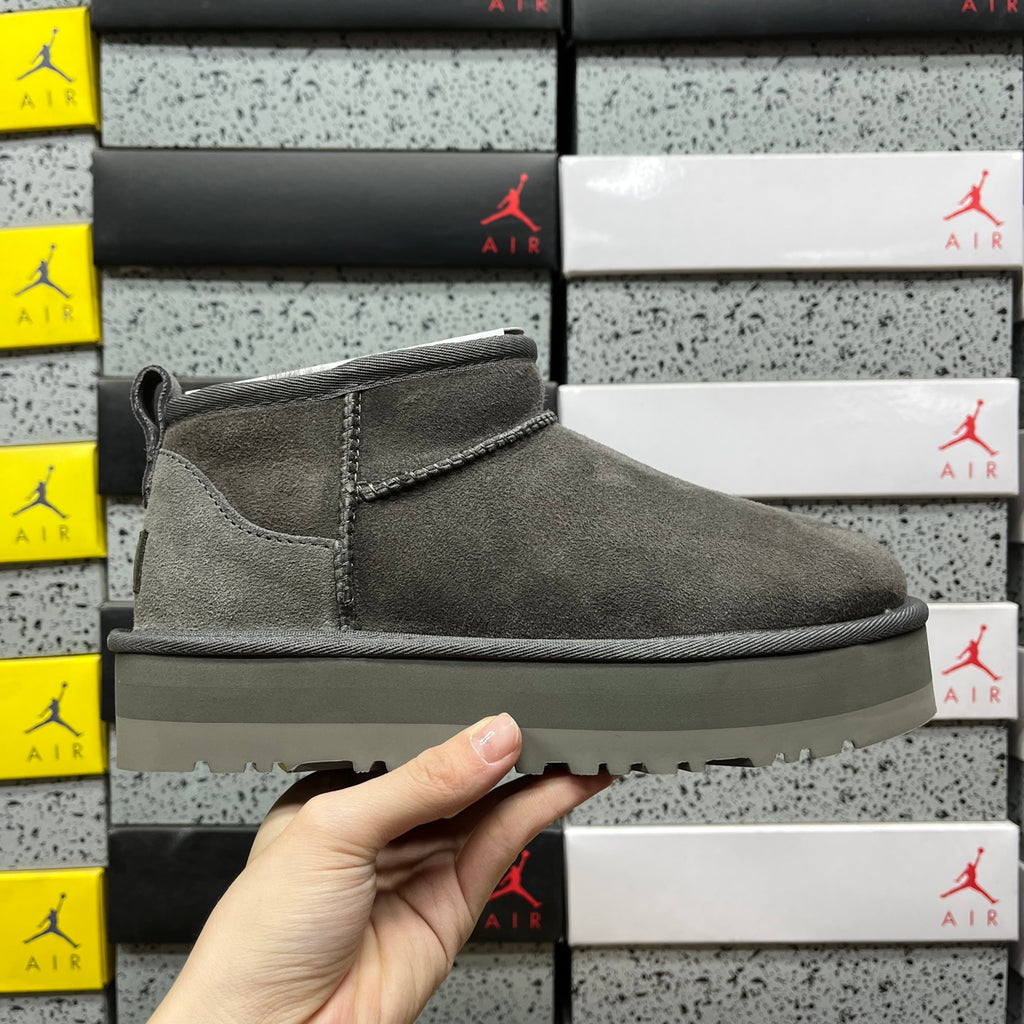 UGG Gray Ultra Mini Platform Ankle Boots