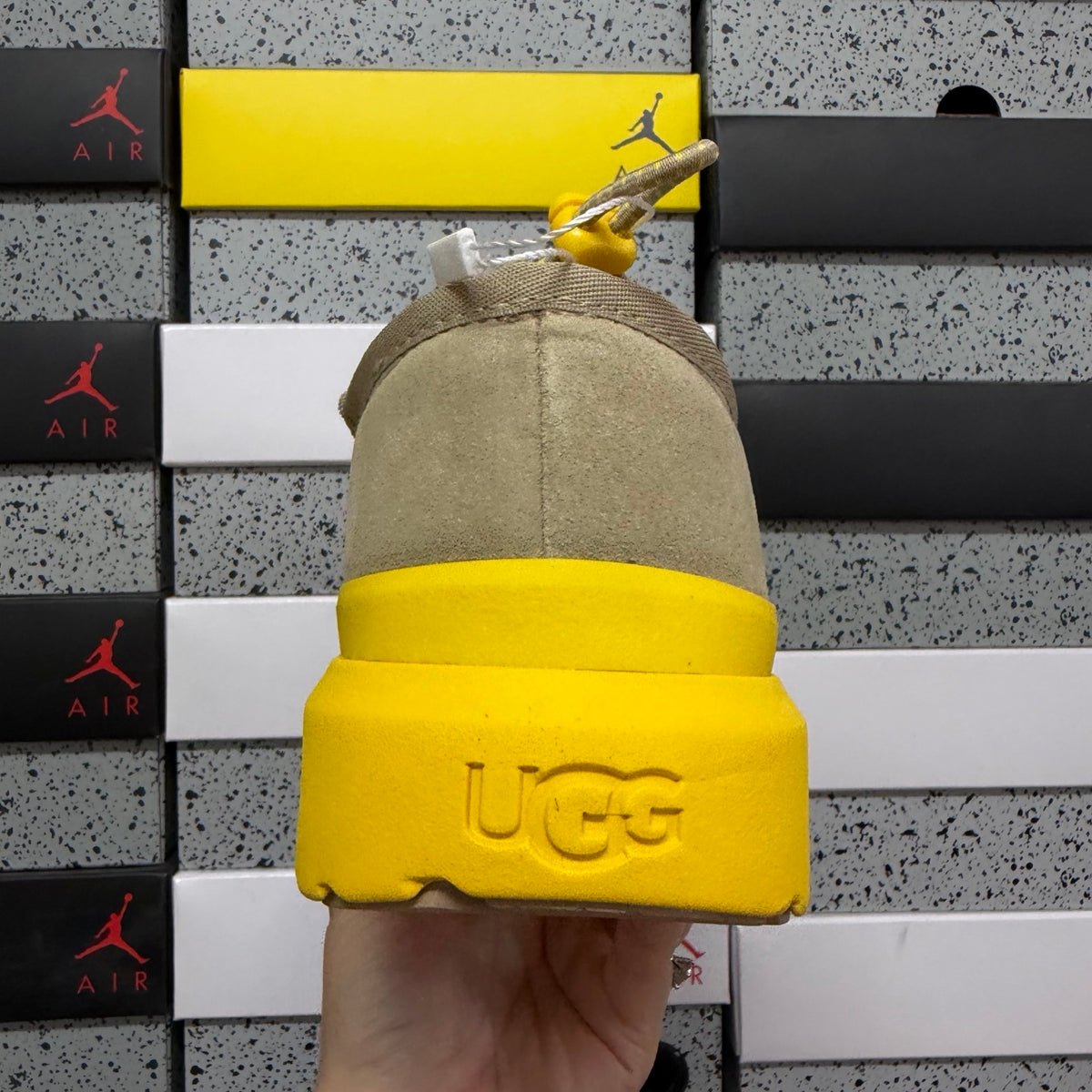 UGG Sand Slip-On Shoes with Bright Yellow Chunky Lug Sole