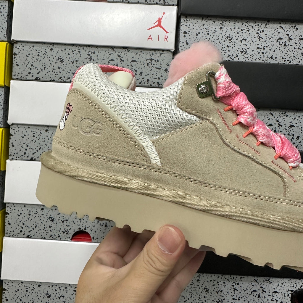 UGG Cream & Pink Low-Top Sneakers with Oversized Laces