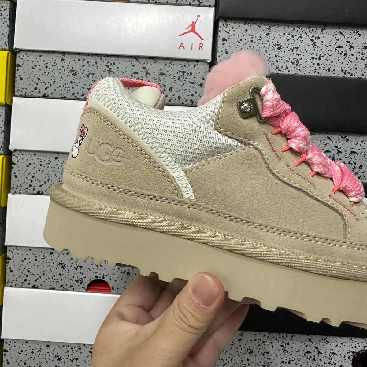 UGG Cream & Pink Low-Top Sneakers with Oversized Laces
