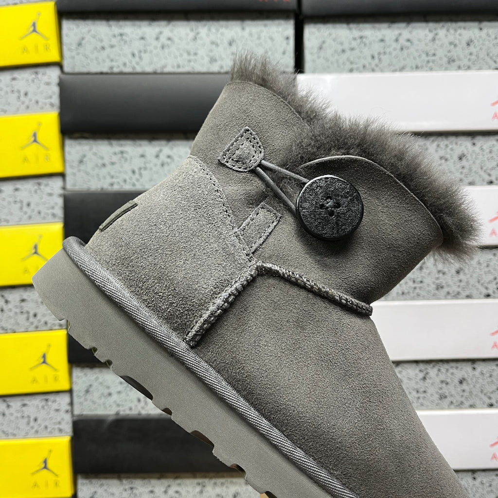 UGG Gray Mini Bailey Button II Ankle Boots