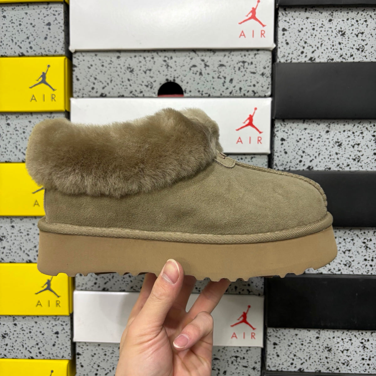 UGG Antelope Brown Slip-On Shoes with Plush Collar