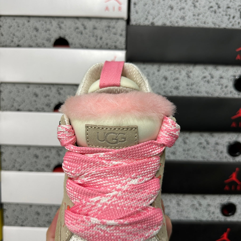 UGG Cream & Pink Low-Top Sneakers with Oversized Laces