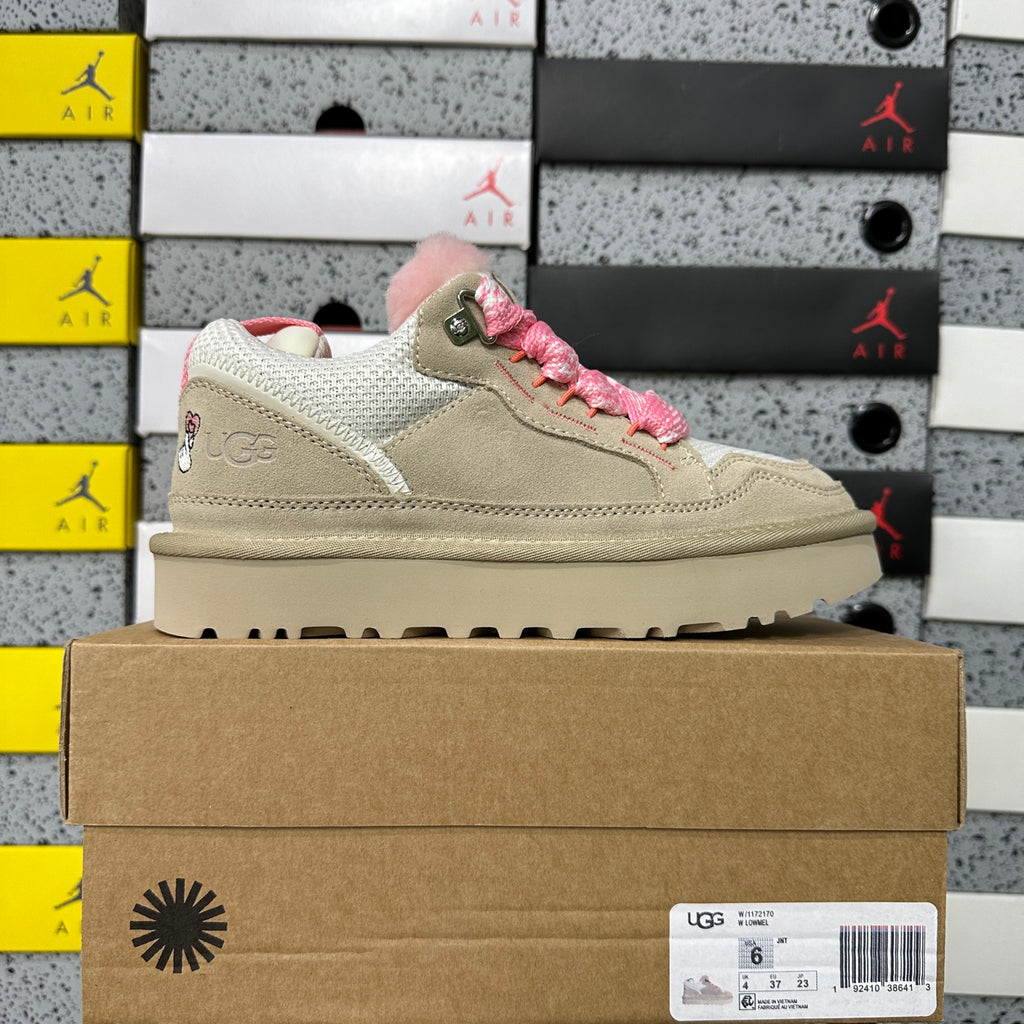 UGG Cream & Pink Low-Top Sneakers with Oversized Laces