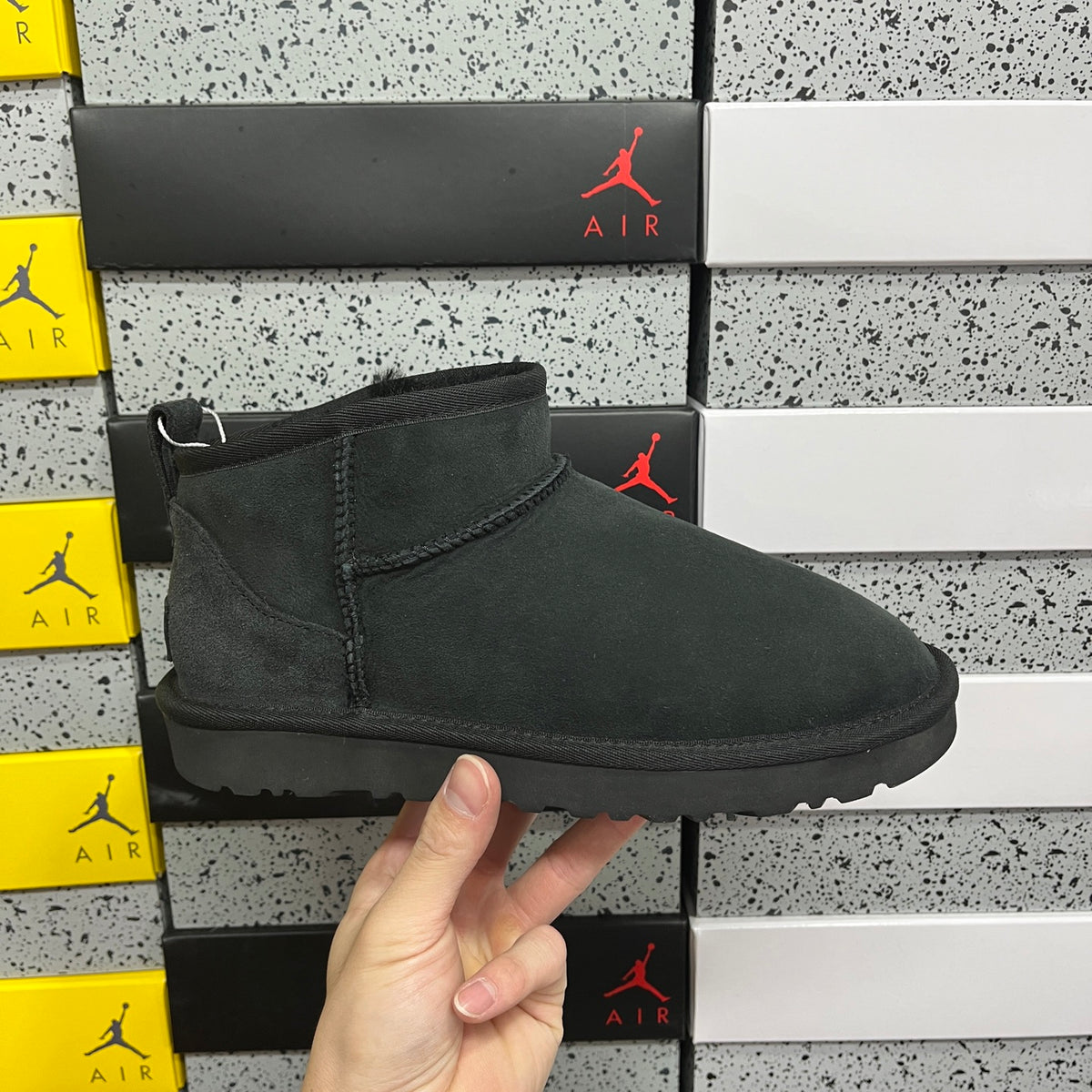 UGG Black Ultra Mini Ankle Boots with Plush Lining