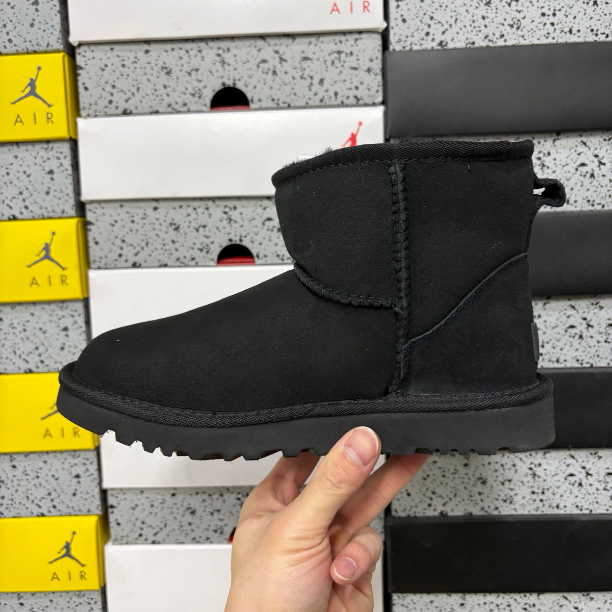UGG Black Classic Mini Ankle Boots with Plush Lining