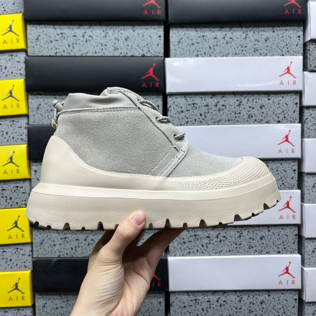 UGG Gray Neumel Lace-Up Chunky Sole Ankle Boots