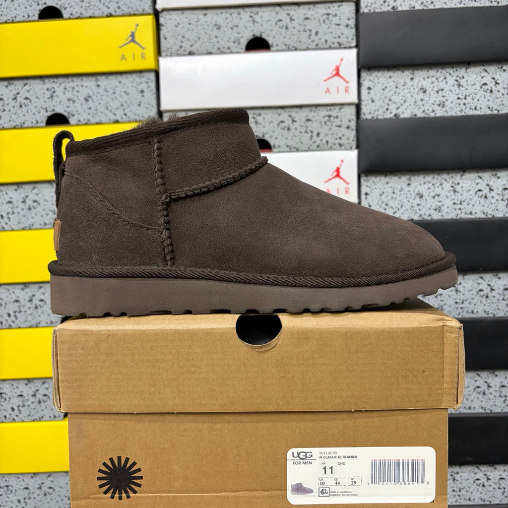 UGG Chocolate Brown Ultra Mini Ankle Boots with Plush Lining