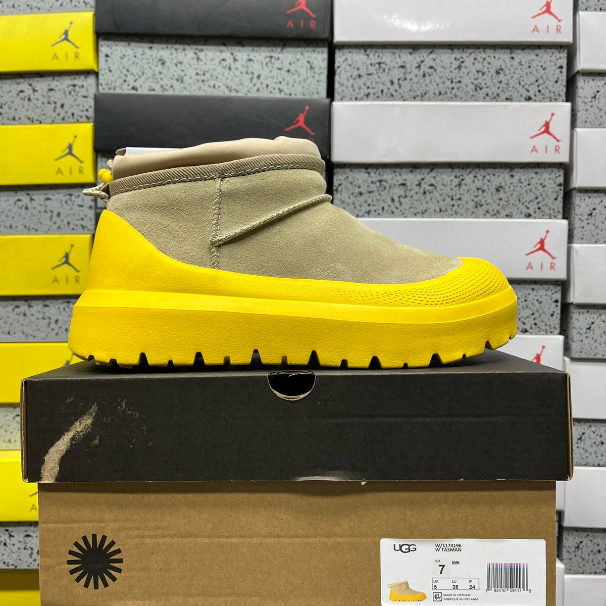 UGG Tasman Sand & Yellow Chunky Sole Ankle Boots
