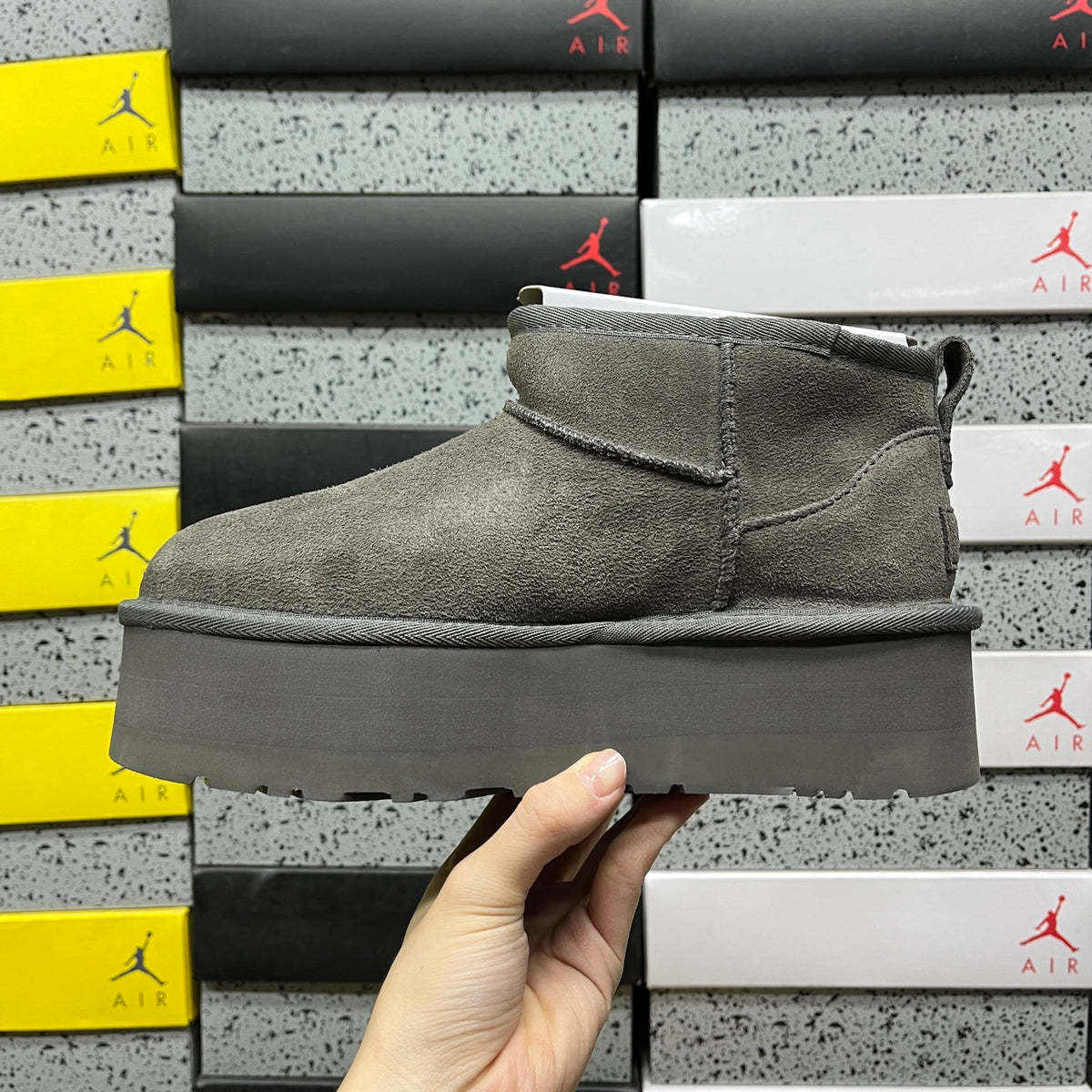 UGG Gray Ultra Mini Platform Ankle Boots