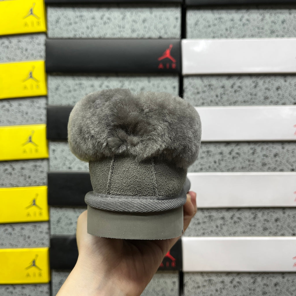 UGG Gray Slip-On Ankle Shoes with Plush Collar