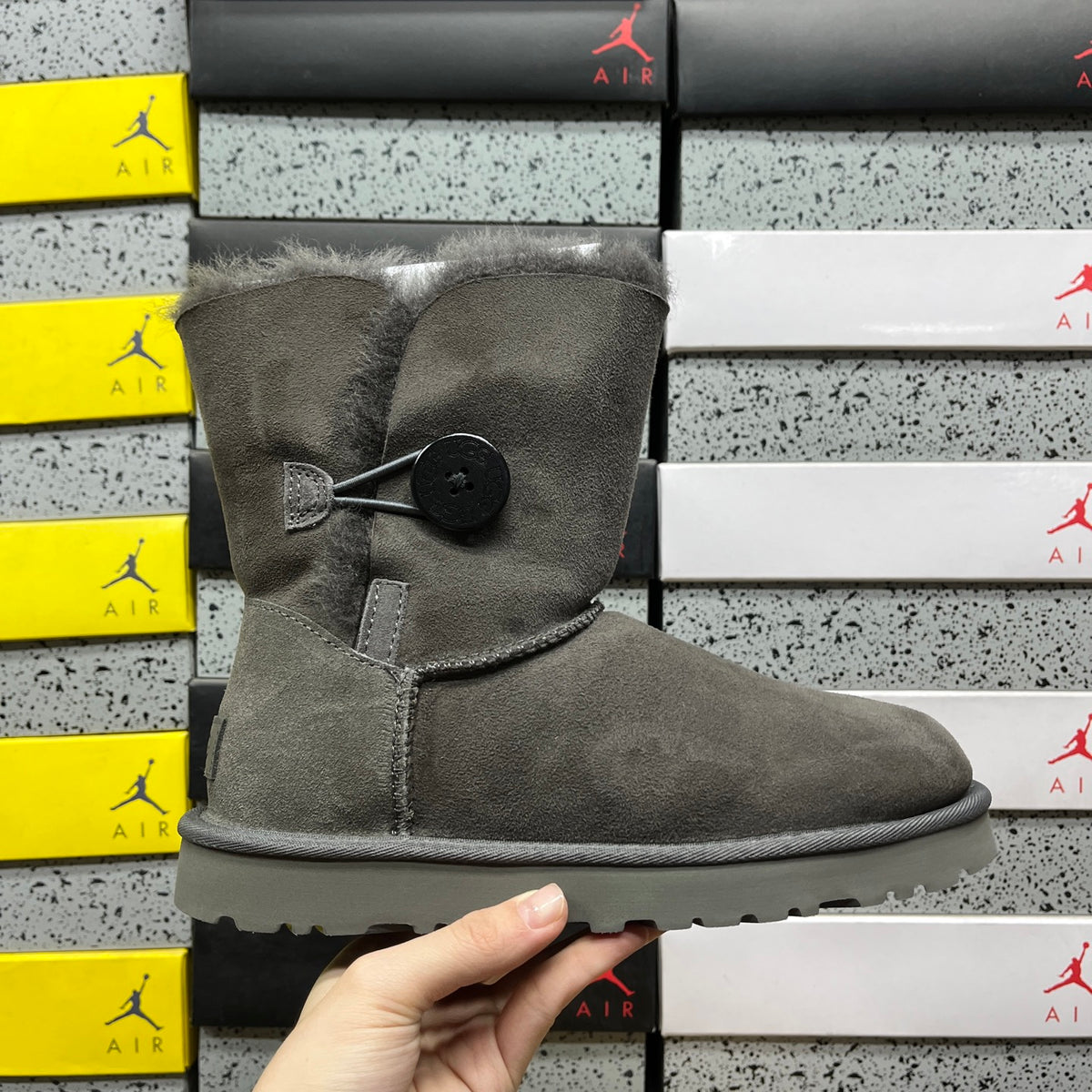 UGG Gray Bailey Button II Winter Boots