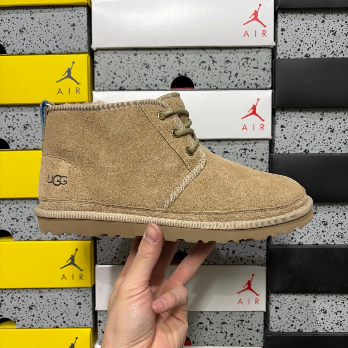 UGG Sand Lace-Up Chukka Ankle Boots with Plush Lining