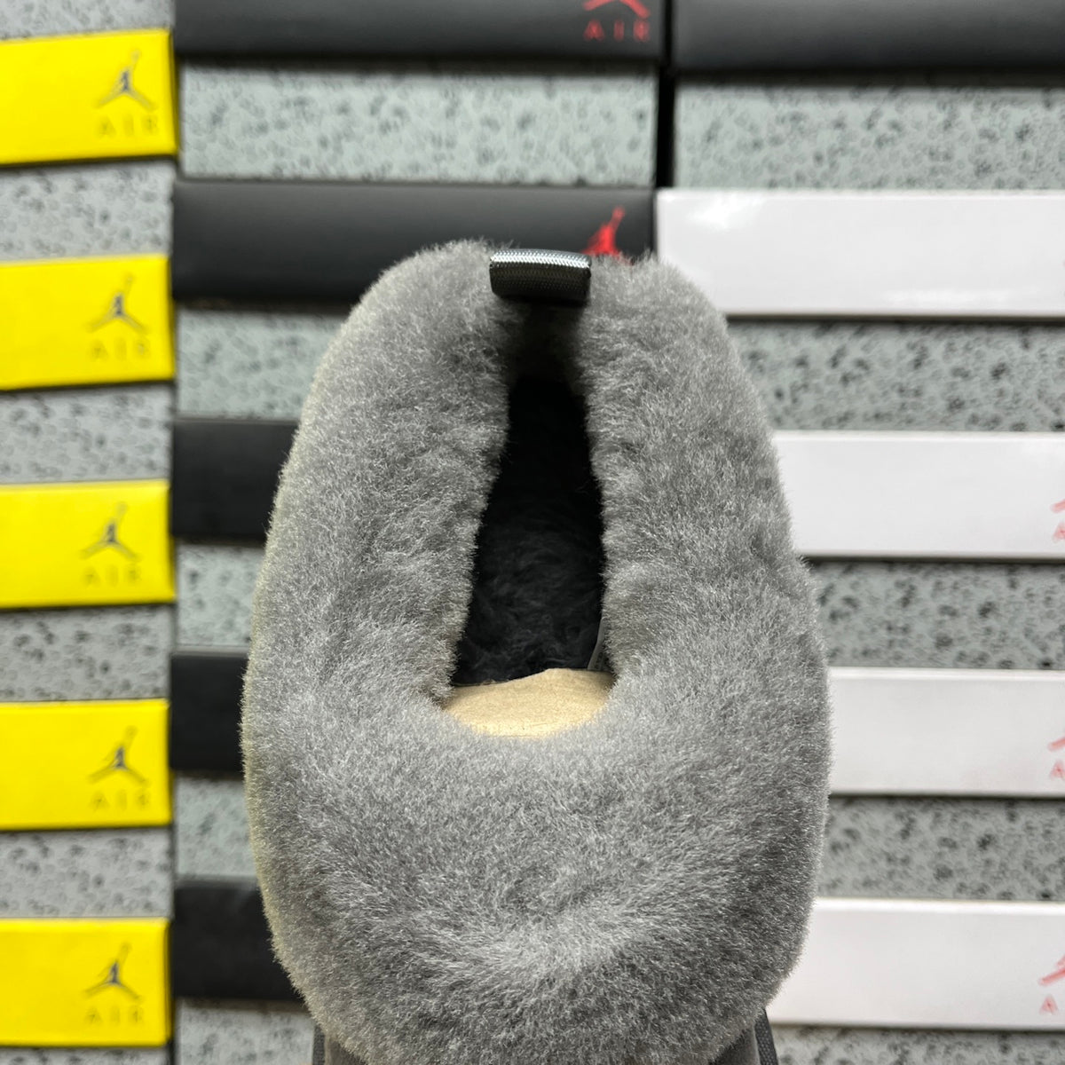 UGG Gray Tazzelle Platform Slippers with Plush Collar