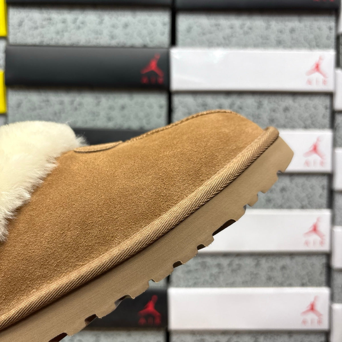 UGG Chestnut Slip-On Ankle Shoes with Cream Plush Collar