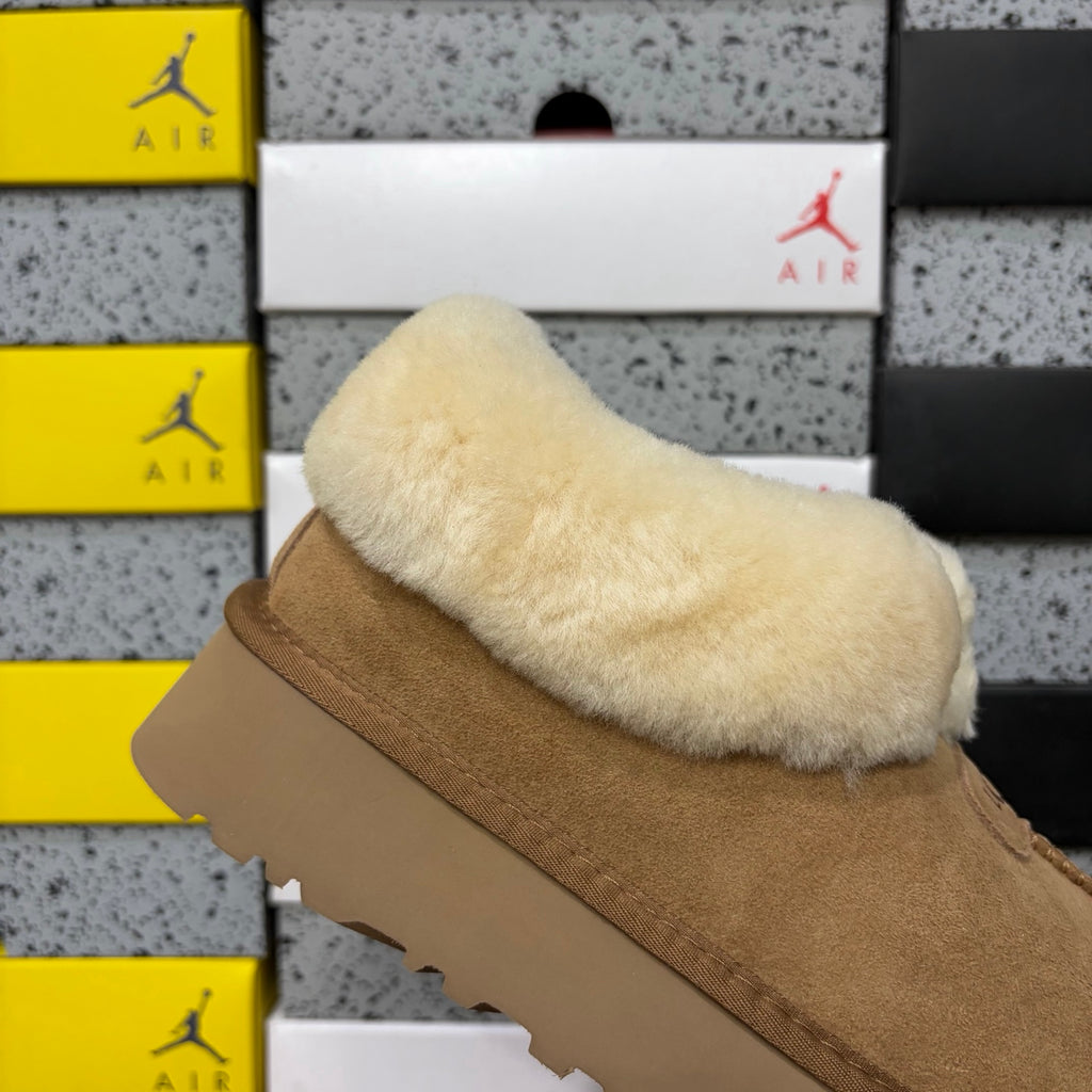 UGG Chestnut Slip-On Shoes with Cream Plush Collar