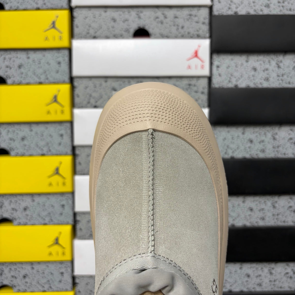 UGG Light Gray Slip-On Shoes with Beige Chunky Lug Sole