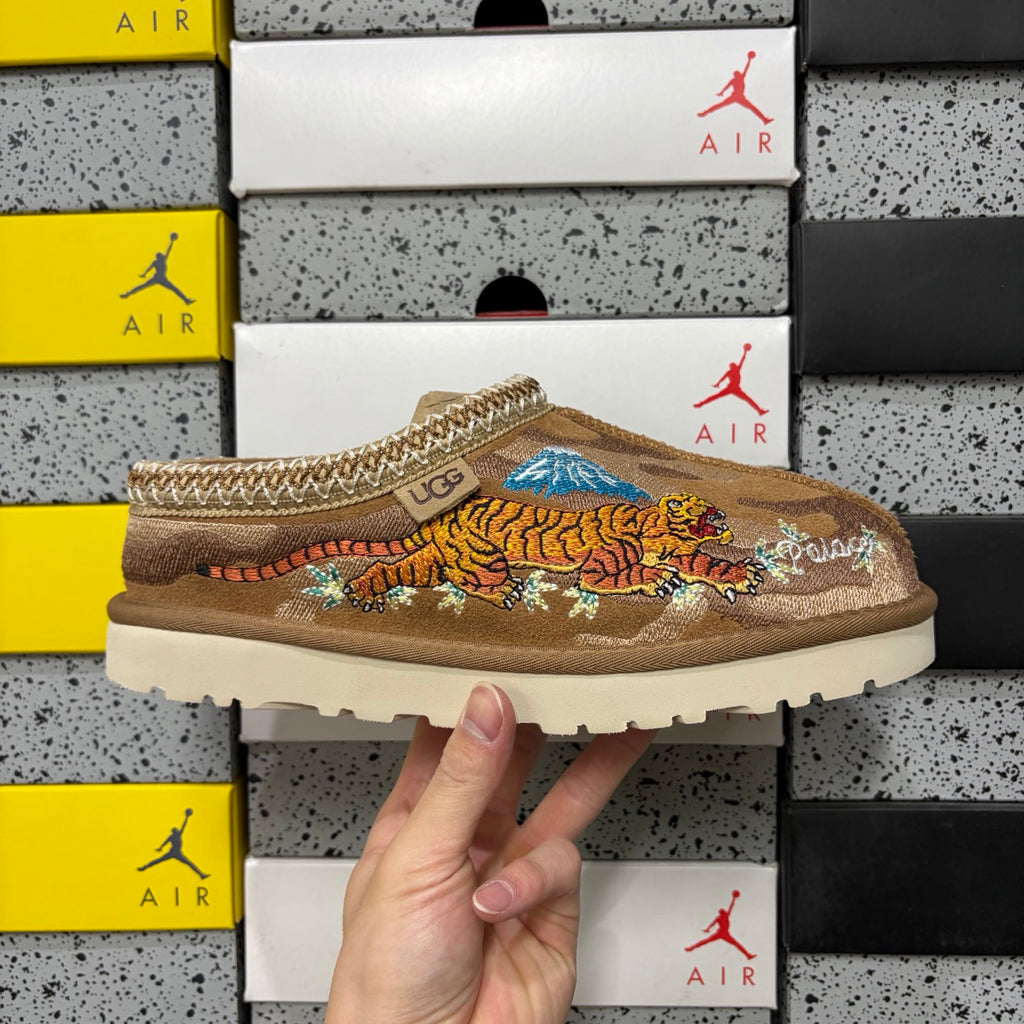 UGG Chestnut Dragon & Tiger Embroidered Slip-On Shoes with Braided Trim