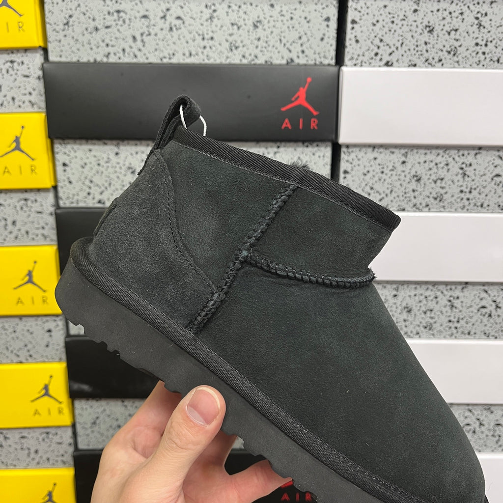 UGG Black Ultra Mini Ankle Boots with Plush Lining