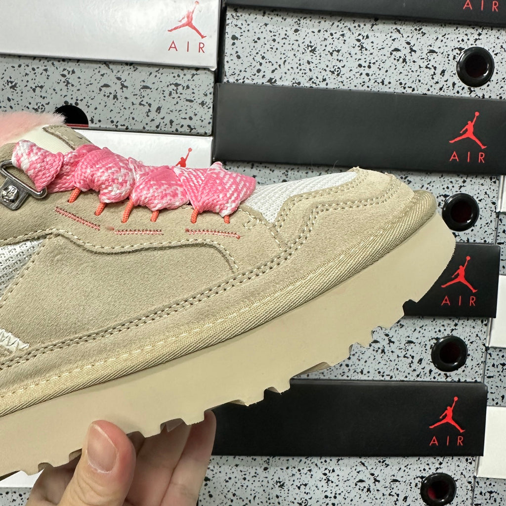 UGG Cream & Pink Low-Top Sneakers with Oversized Laces