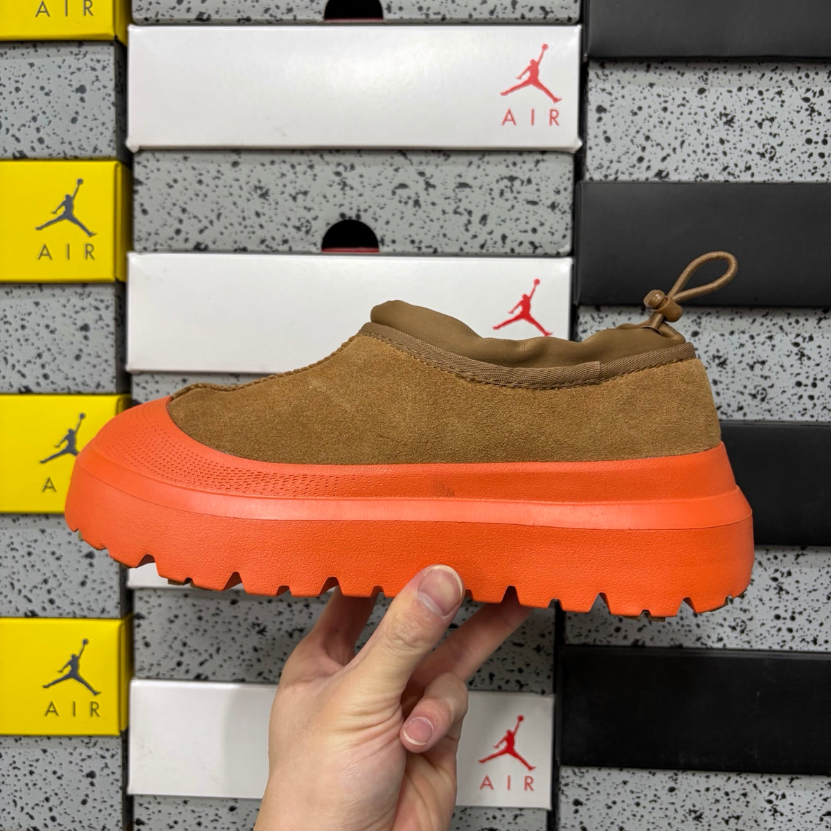 UGG Chestnut Slip-On Shoes with Bright Orange Chunky Lug Sole