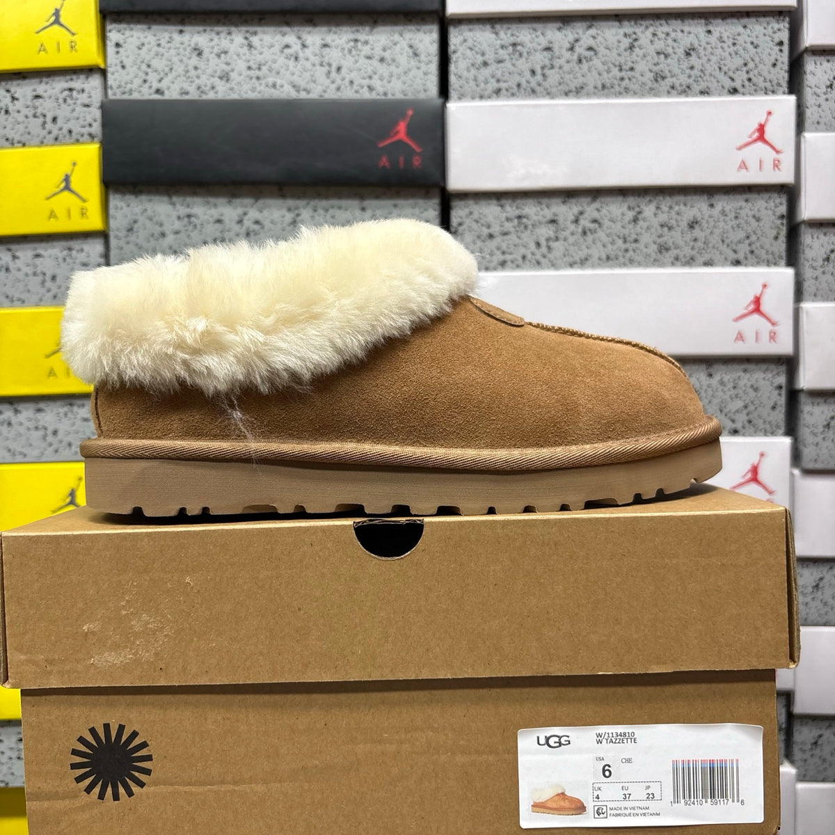 UGG Chestnut Slip-On Ankle Shoes with Cream Plush Collar
