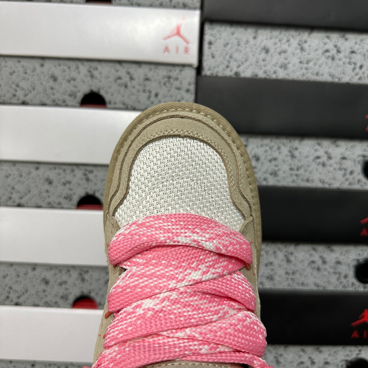 UGG Cream & Pink Low-Top Sneakers with Oversized Laces