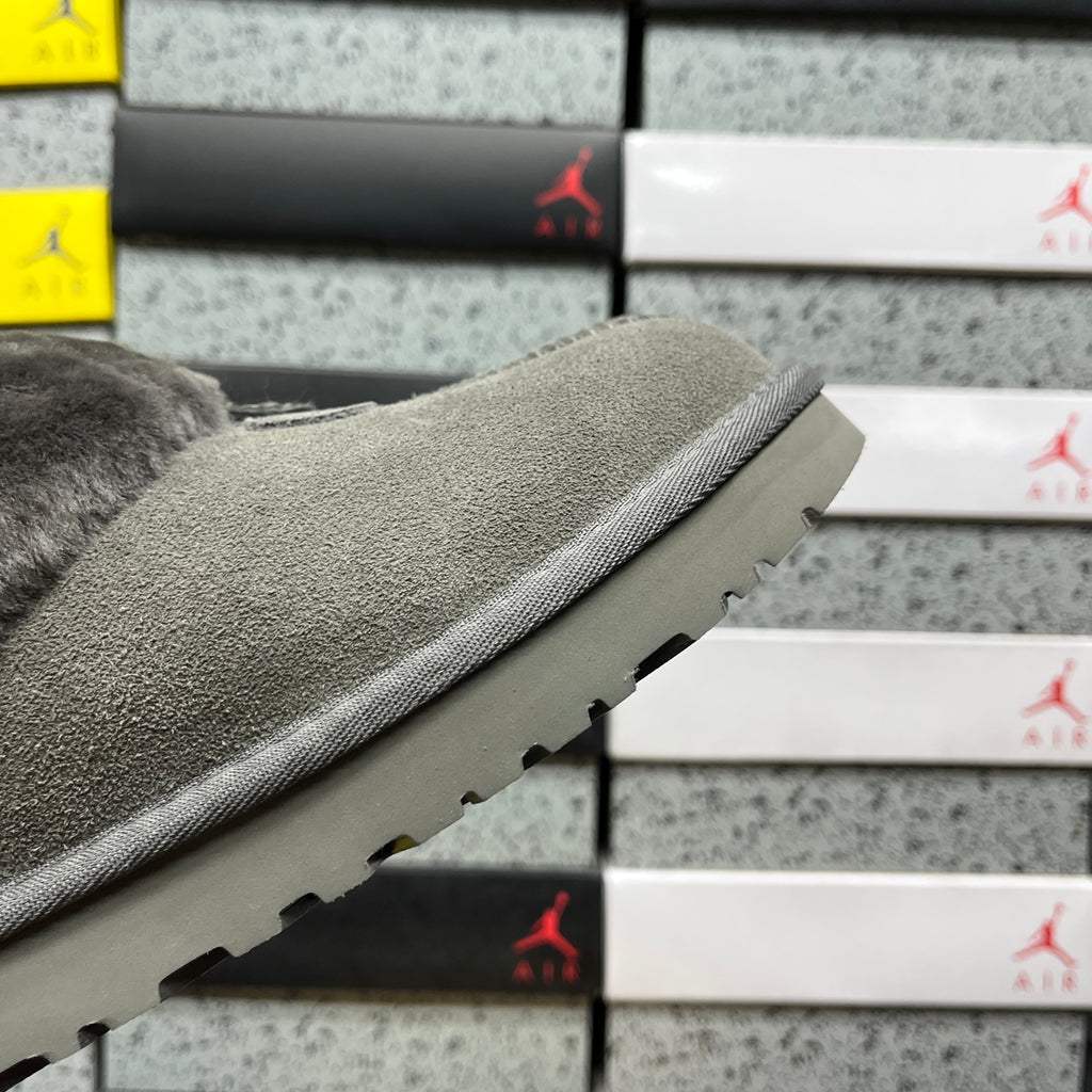 UGG Gray Slip-On Ankle Shoes with Plush Collar