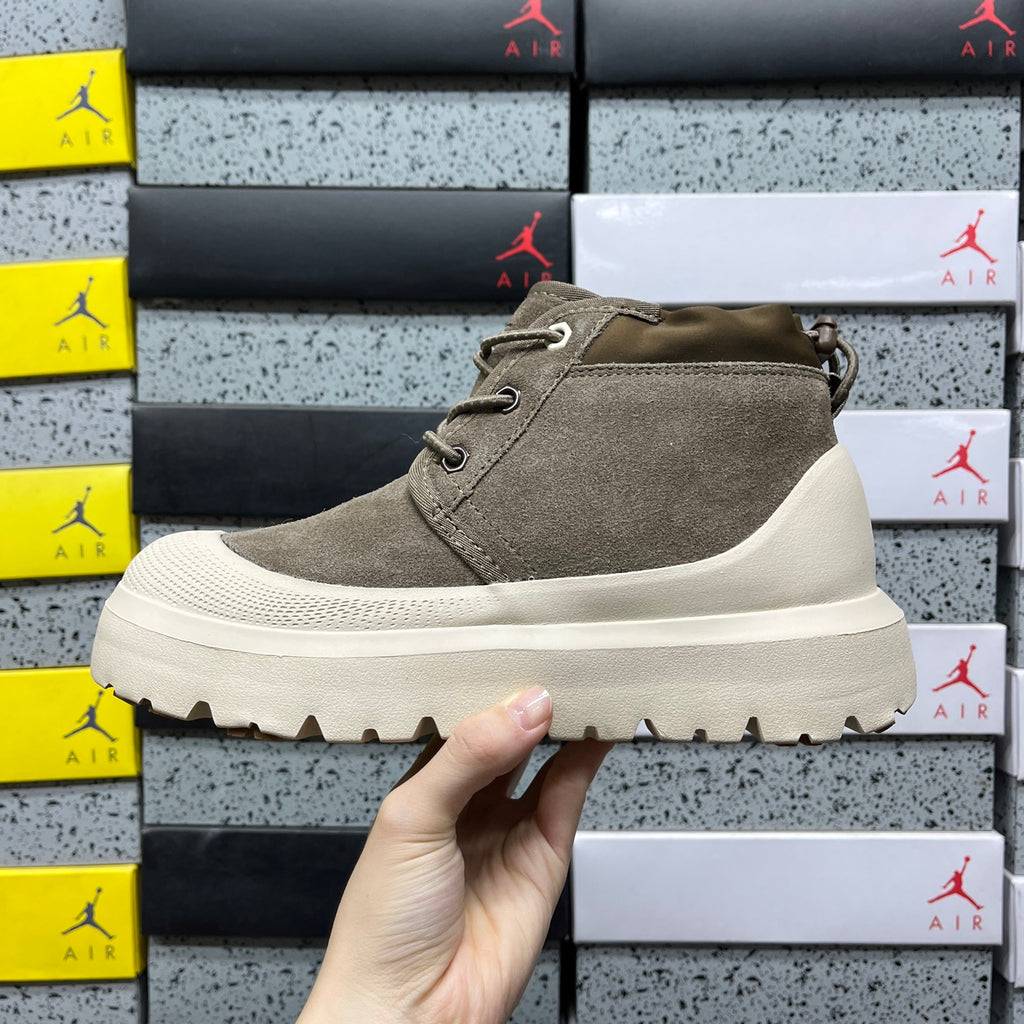 UGG Walnut Brown Lace-Up Ankle Boots with Cream Chunky Sole