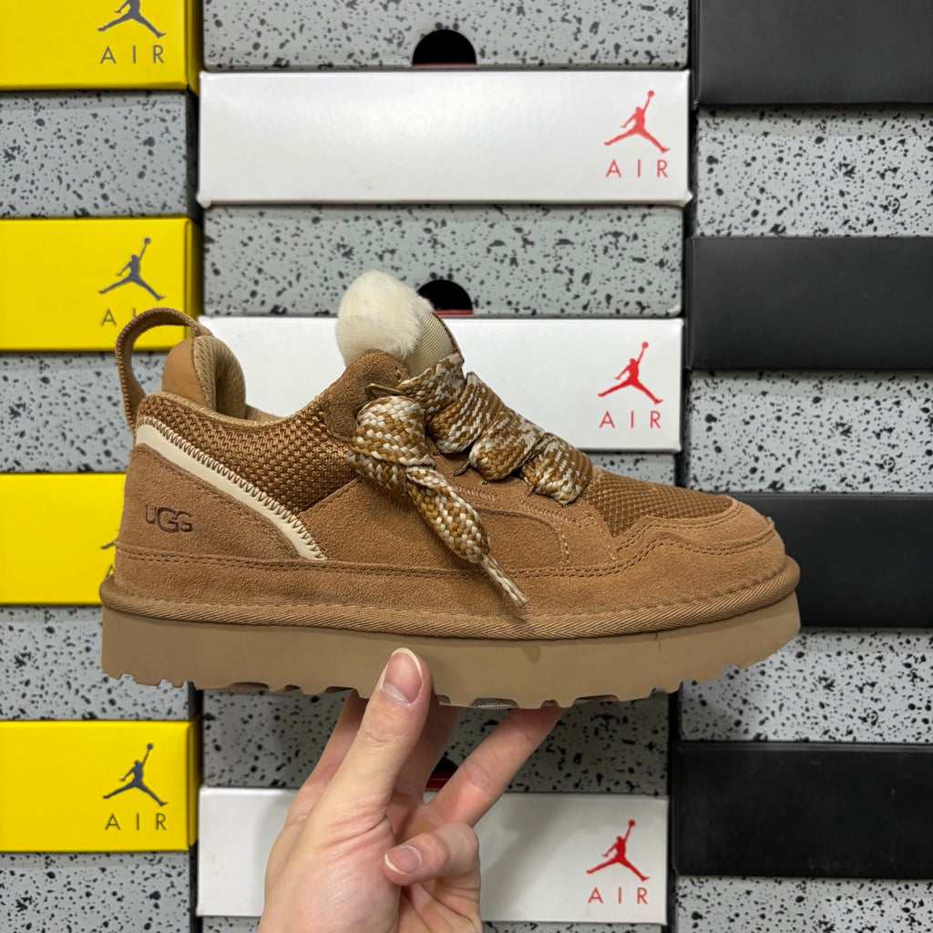 UGG Chestnut Low-Top Sneakers with Oversized Patterned Laces