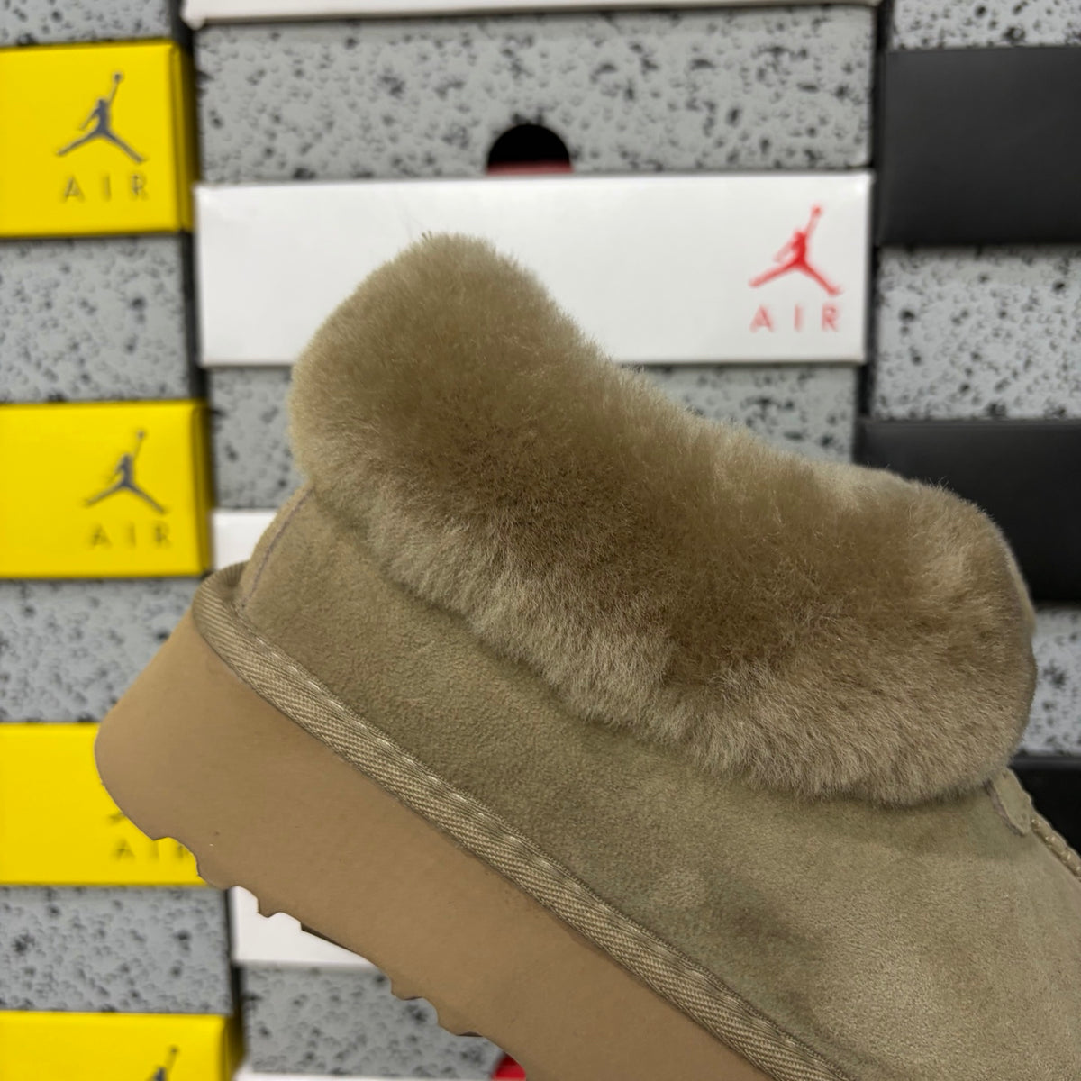 UGG Antelope Brown Slip-On Shoes with Plush Collar