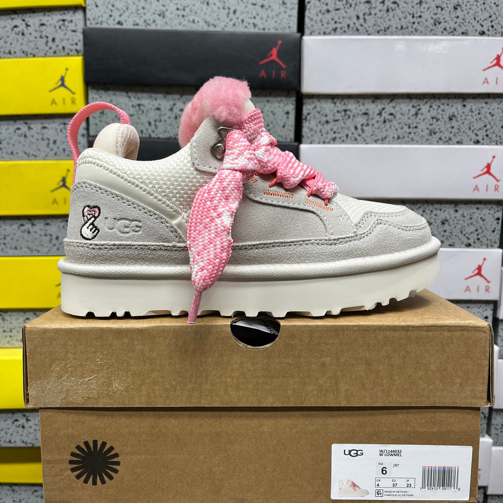 UGG Lowmel White & Pink Chunky Lace-Up Sneakers