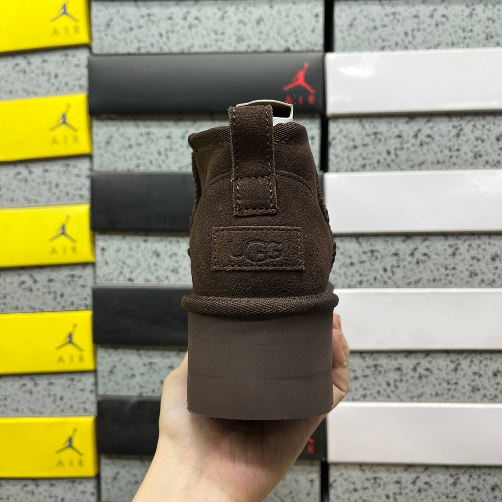 UGG Chocolate Brown Ultra Mini Platform Ankle Boots