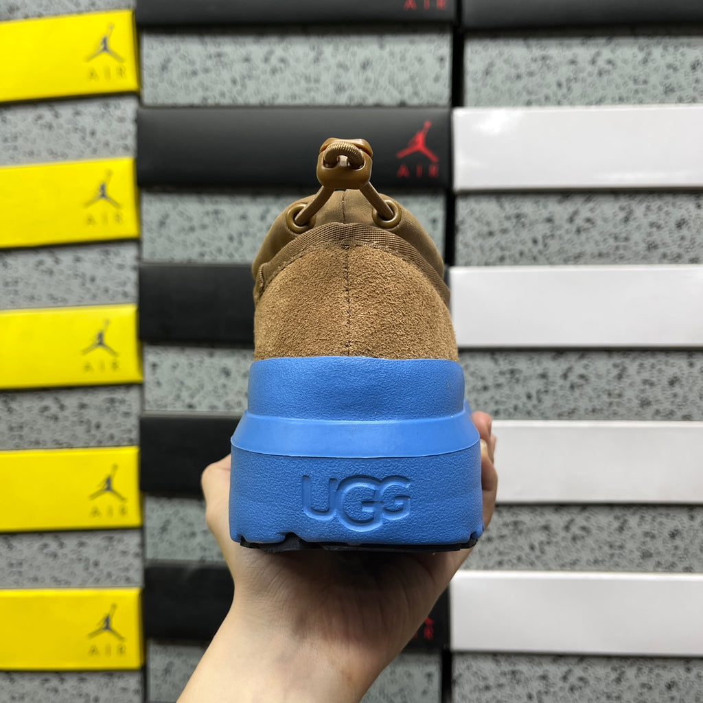 UGG Chestnut Drawstring Slip-On Shoes with Blue Chunky Sole