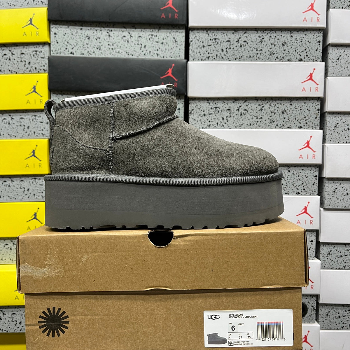 UGG Gray Ultra Mini Platform Ankle Boots