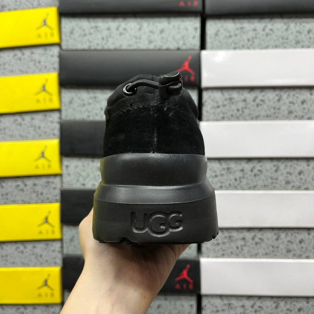 UGG Black Drawstring Slip-On Shoes with Chunky Sole