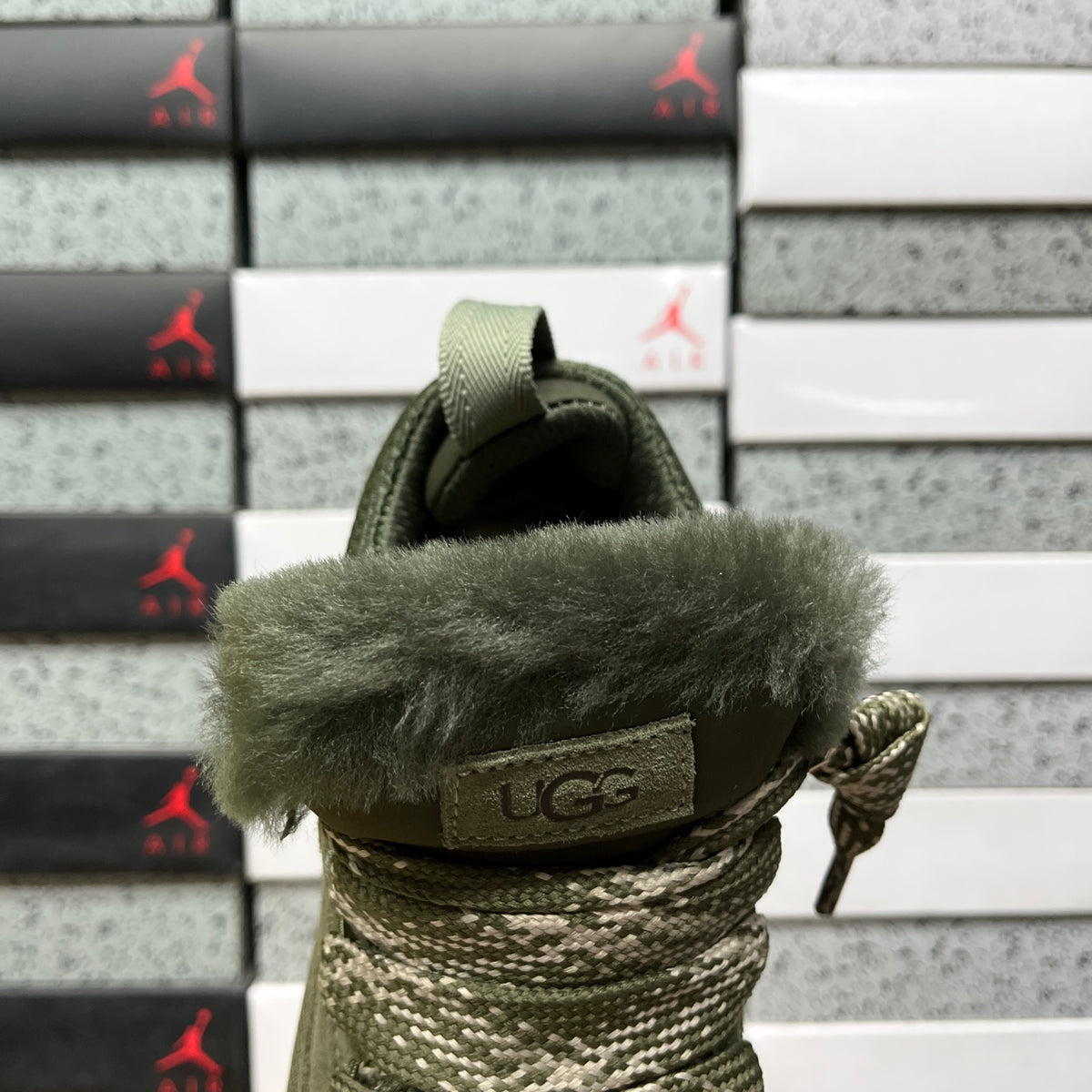 UGG Lowmel Moss Green Chunky Lace-Up Sneakers
