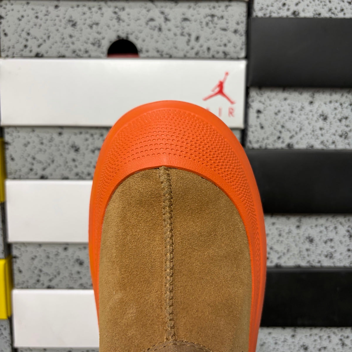 UGG Chestnut Slip-On Shoes with Bright Orange Chunky Lug Sole