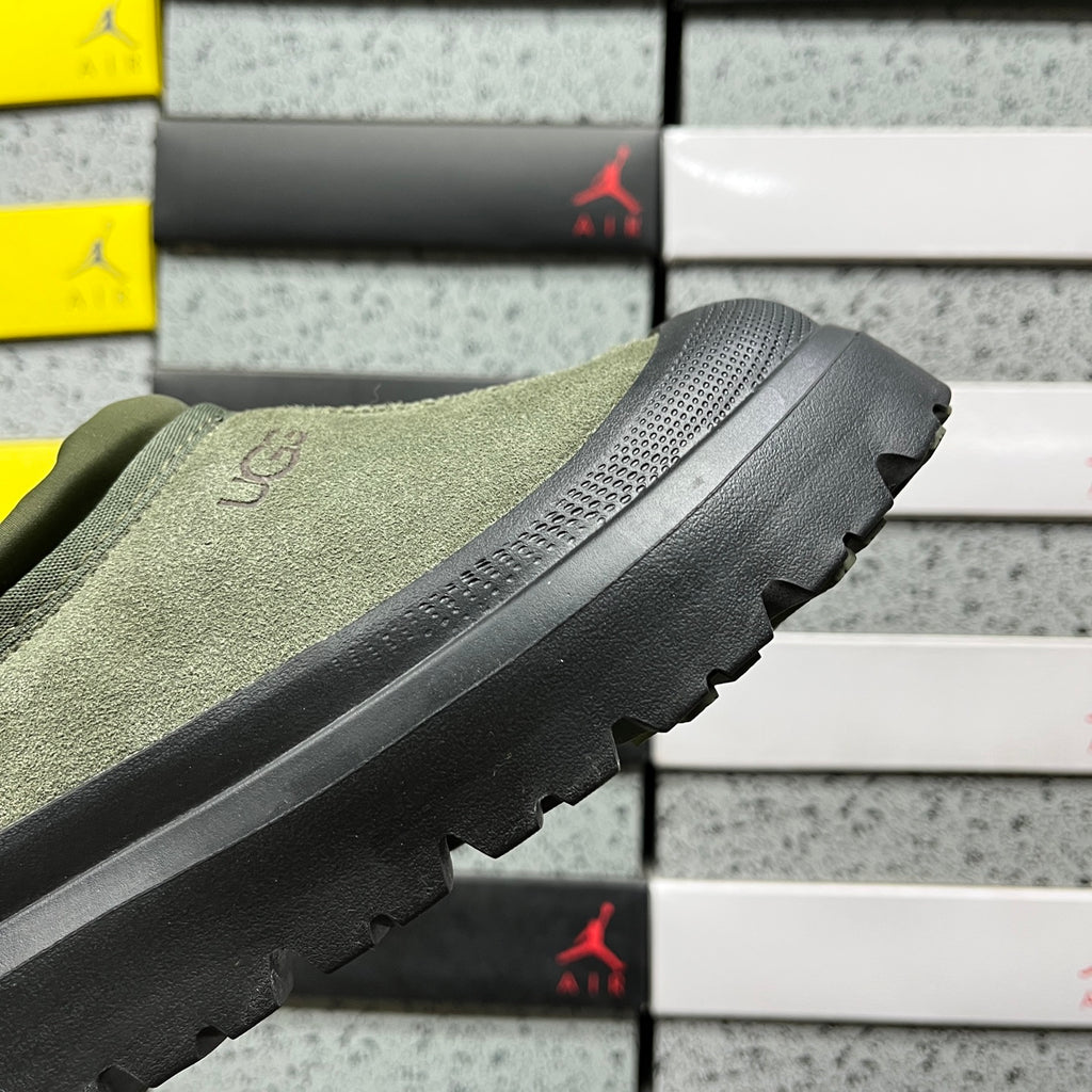 UGG Olive Green Drawstring Slip-On Shoes with Black Chunky Sole