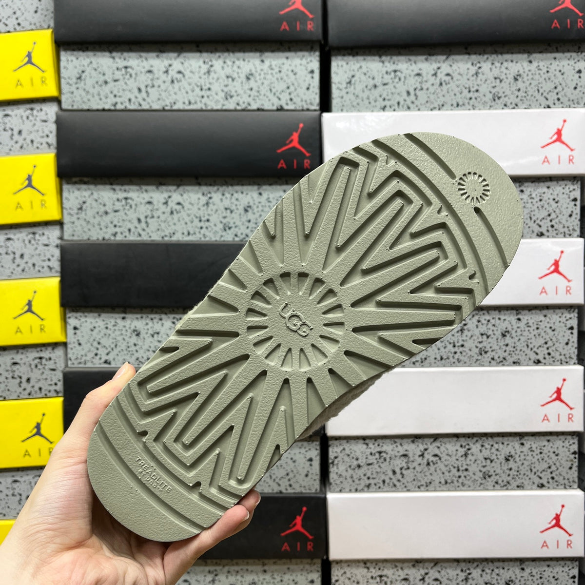 UGG Sage Green Plush Cross-Strap Platform Sandals