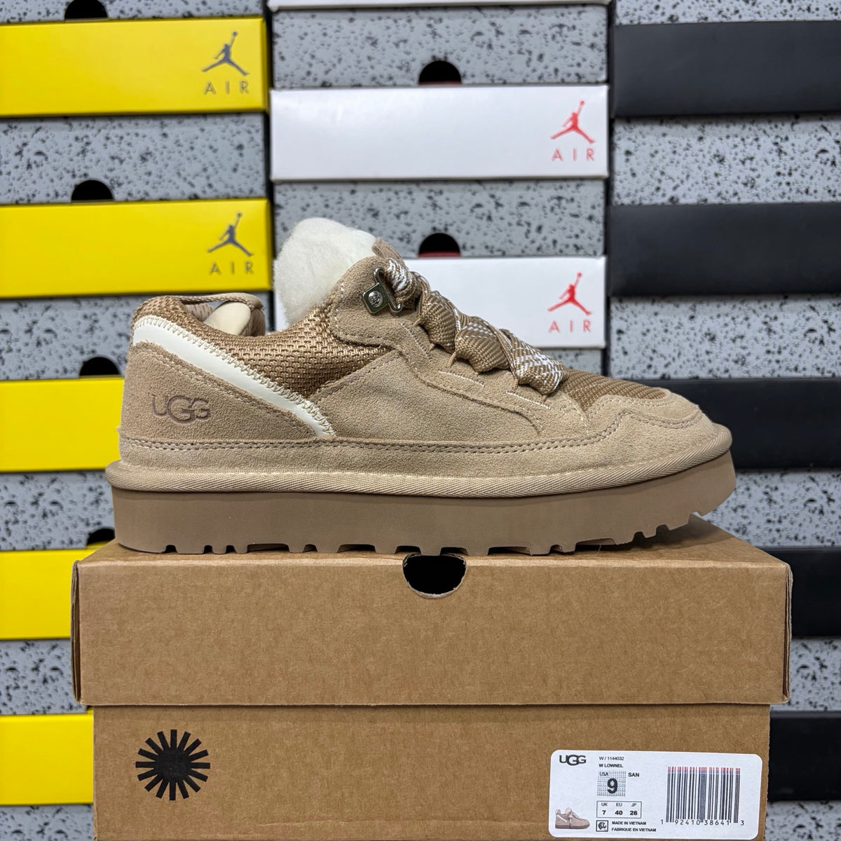 UGG Sand Low-Top Sneakers with Oversized Patterned Laces