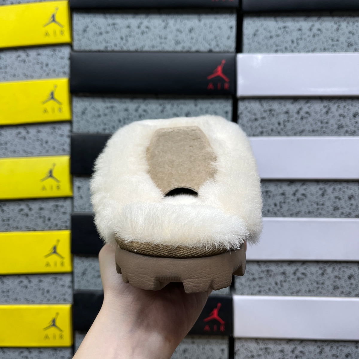 UGG Light Copper Slip-On Slippers with Cream Plush Collar