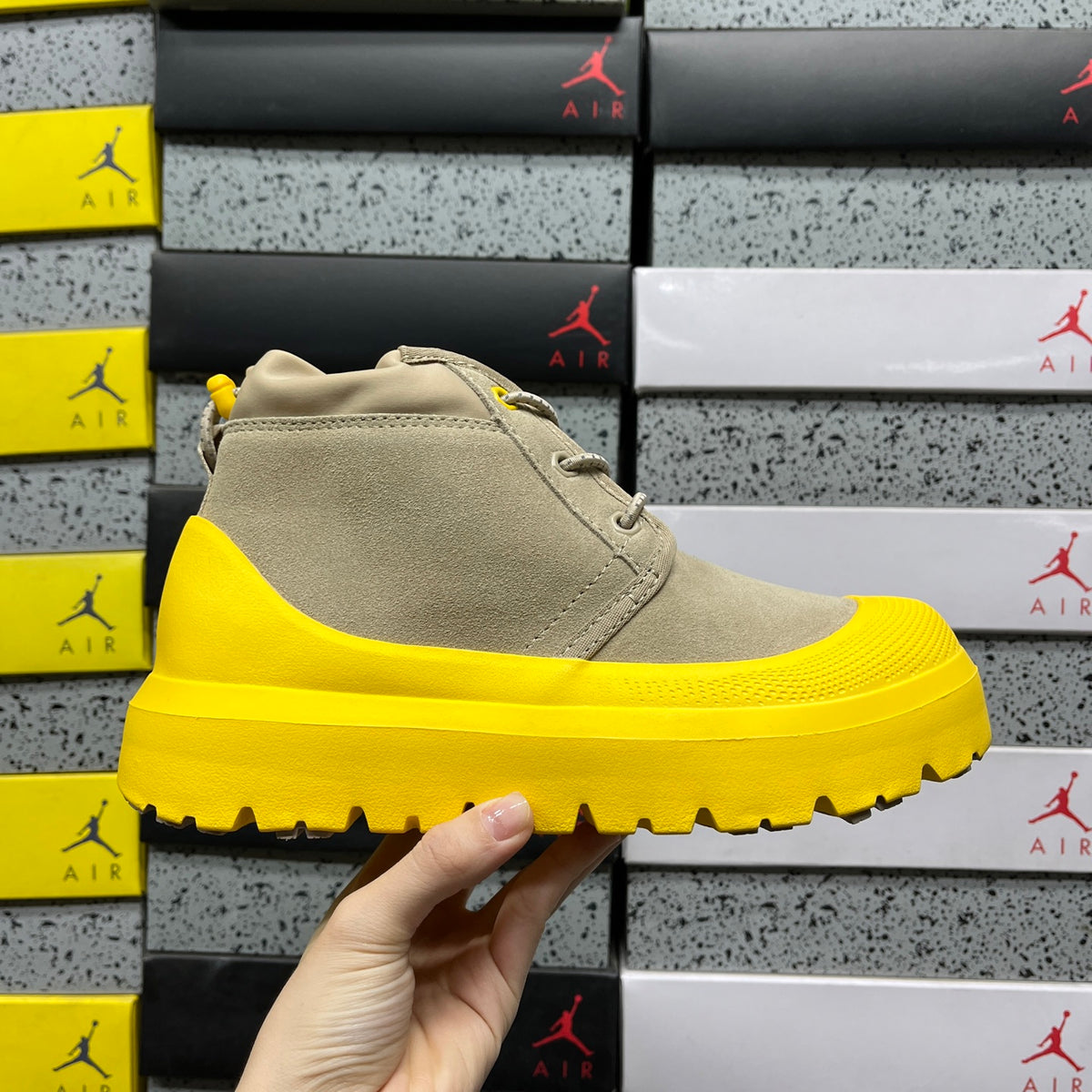 UGG Neumel Sand & Yellow Chunky Sole Lace-Up Boots