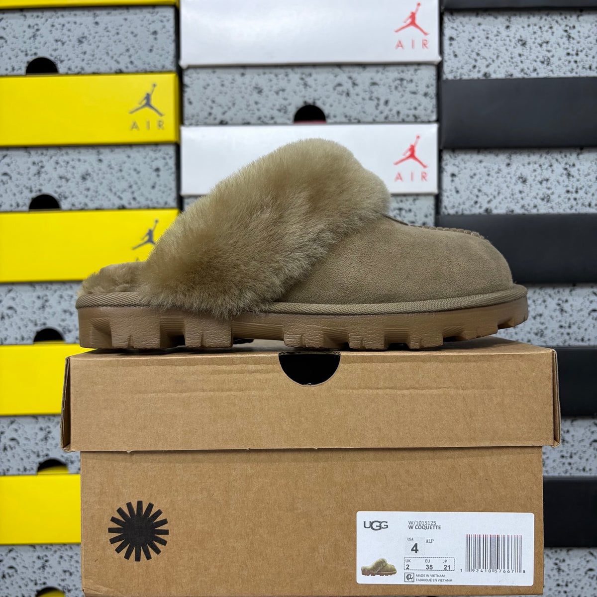 UGG Antelope Brown Open-Back Slippers with Plush Collar