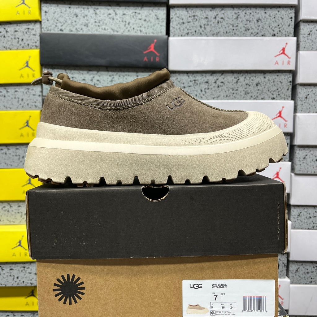 UGG Walnut Brown Drawstring Slip-On Shoes with Cream Chunky Sole