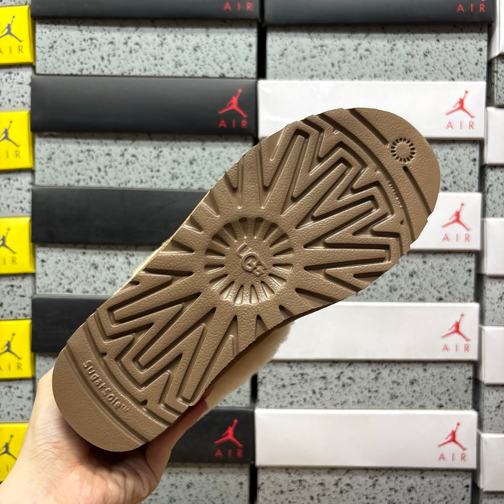 UGG Chestnut Slip-On Ankle Shoes with Cream Plush Collar