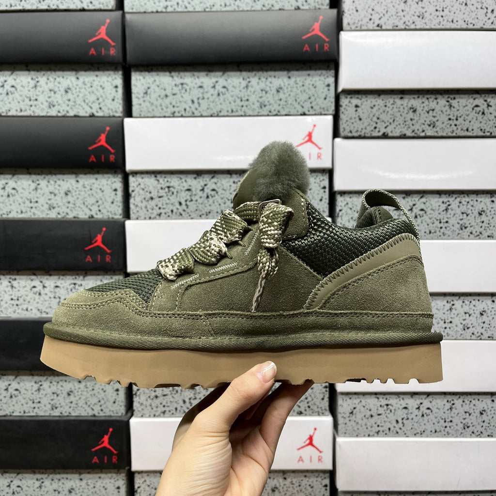 UGG Lowmel Moss Green Chunky Lace-Up Sneakers