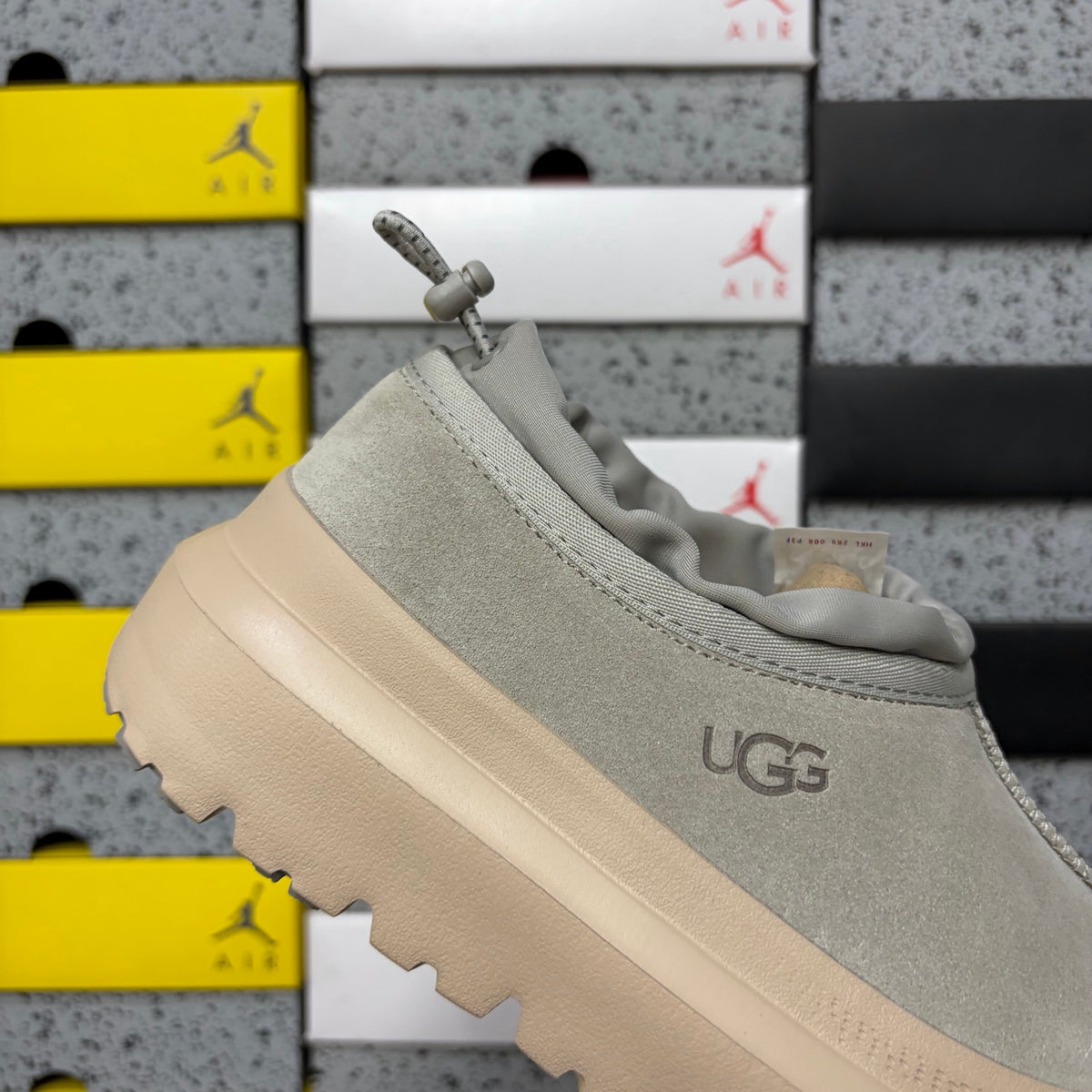 UGG Light Gray Slip-On Shoes with Beige Chunky Lug Sole